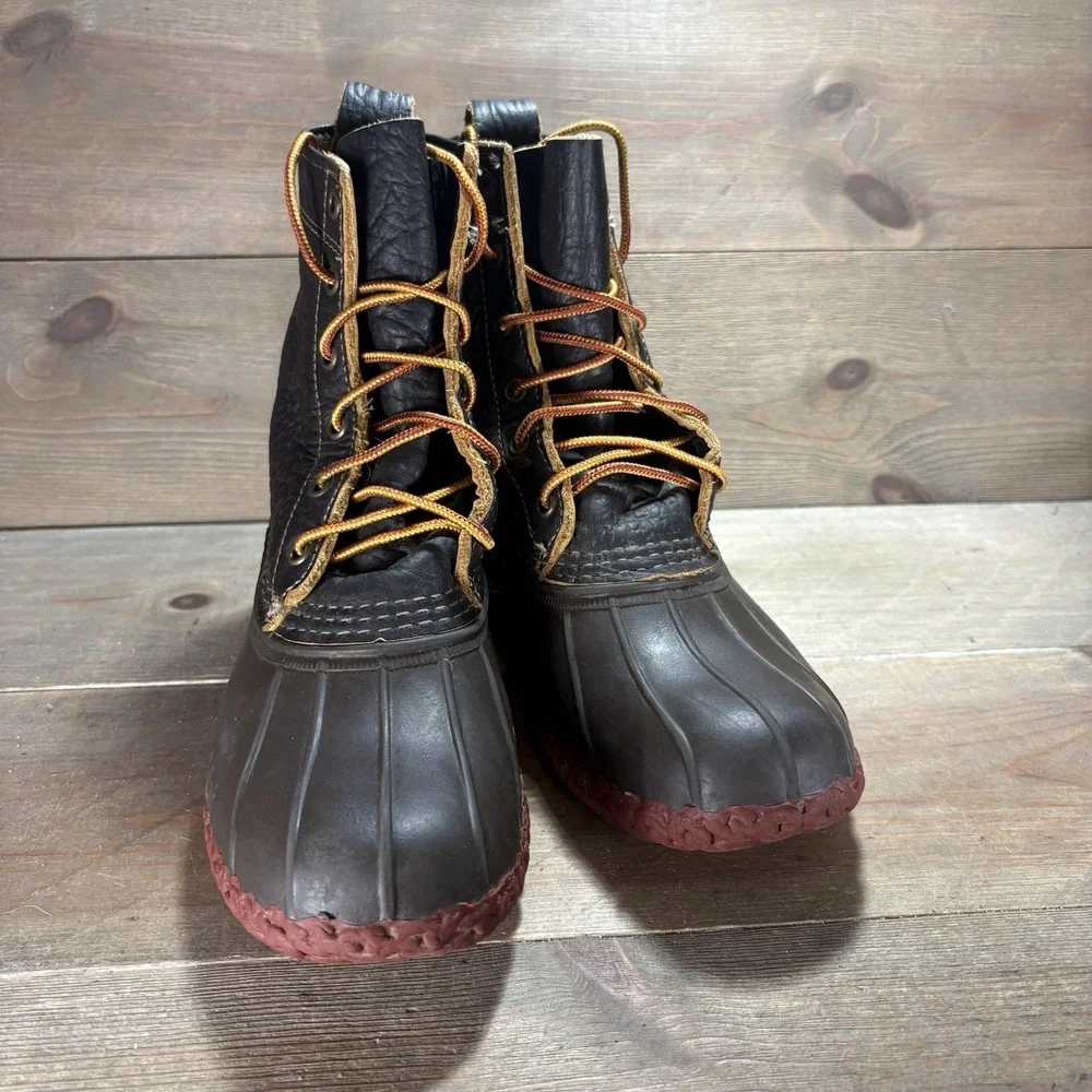 Ll bean duck boots womens size 7 shoes brown bison leather waterproof hunting